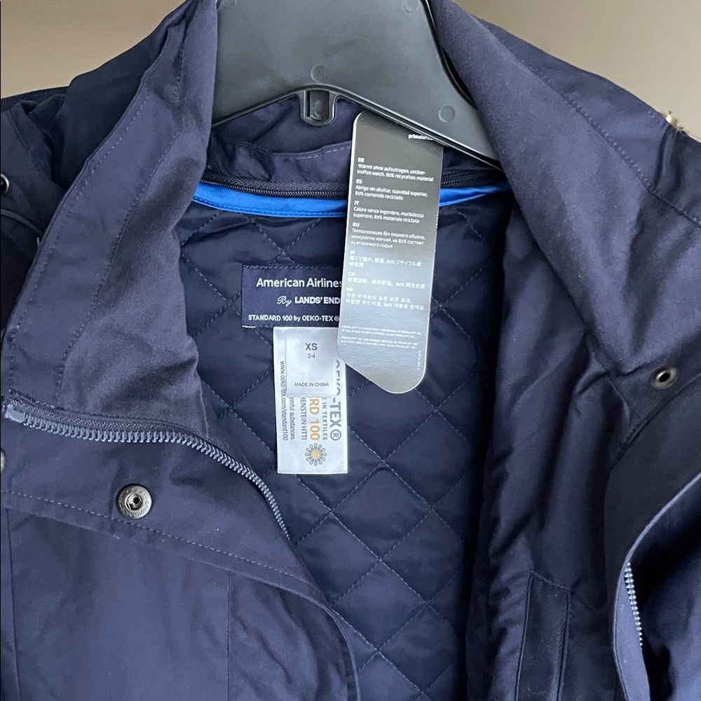 Lands' End  Dark Blue Quilted Puffer Jacket American Airlines